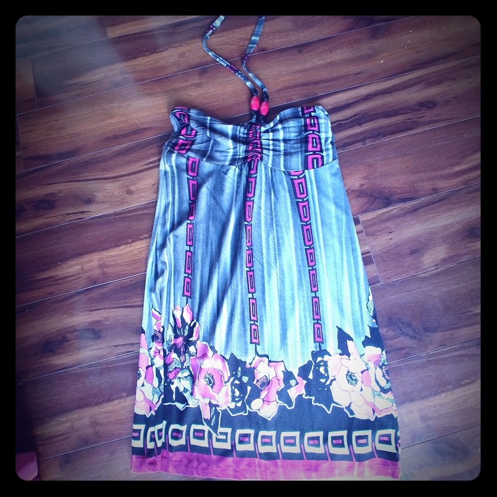 Tie neck, halter dress